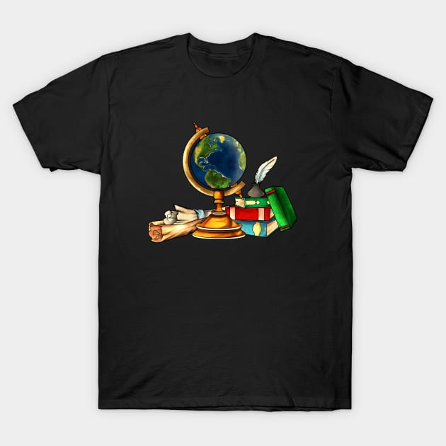 Royalcore - Dark Academia - Vintage Globe T-Shirt by Modern Medieval Design